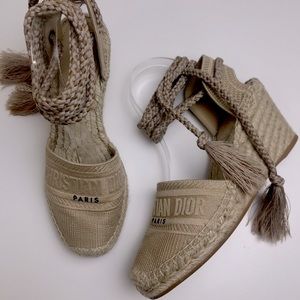 Dior Granville Espadrille Wedge Sandals